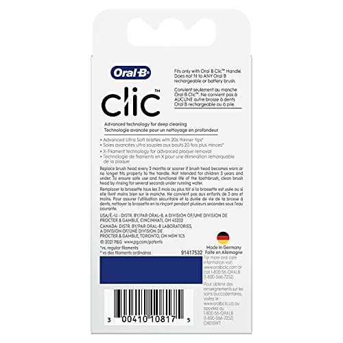 Oral-B Clic Toothbrush Replacement Brush Heads, Deep Clean, White, 2 Count - Image 2