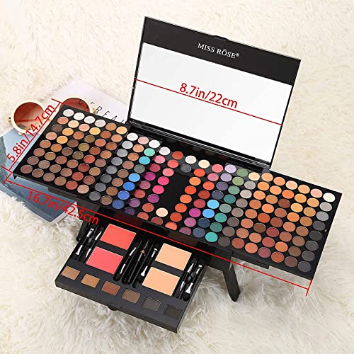 MISS ROSE 190 Colors Cosmetic Make up Piano Box Set,Combination with Eyeshadow /Facial Blusher /Eyebrow Powder /Eyeliner Pencil /Mirror,All-in-1 Makeup Gift Set (Color B) - Image 3