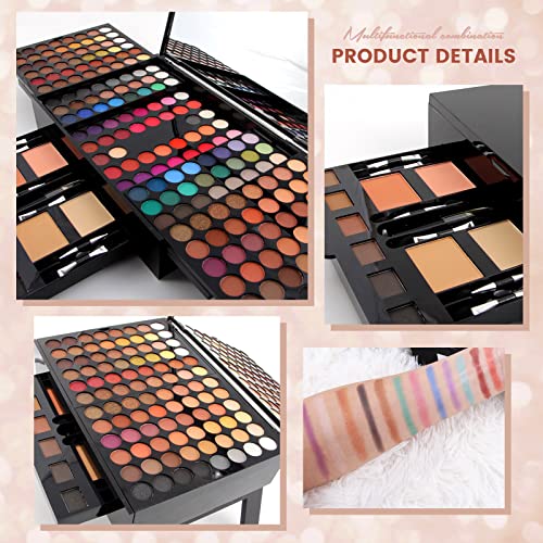 MISS ROSE 190 Colors Cosmetic Make up Piano Box Set,Combination with Eyeshadow /Facial Blusher /Eyebrow Powder /Eyeliner Pencil /Mirror,All-in-1 Makeup Gift Set (Color B) - Image 5