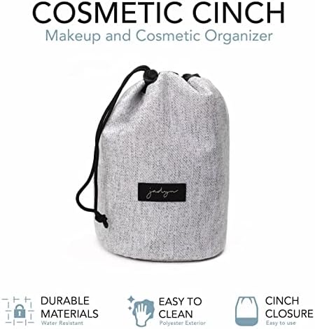Jadyn Durable Cinch Top Makeup Organizer - Compact Travel Makeup Bag - 7 Interior Pockets for Cosmetics - Drawstring Toiletry Travel Bag for Women - 6L Storage Capacity - (Heather Gray) - Image 2
