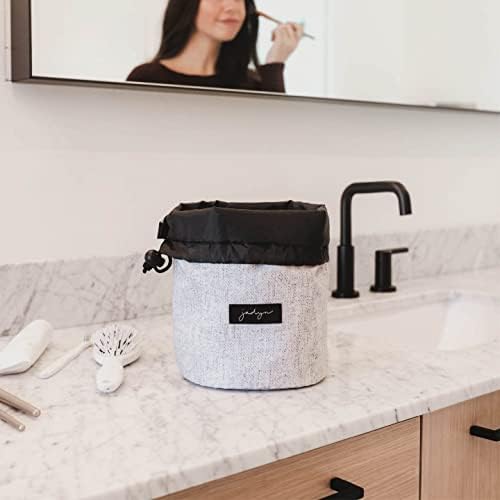 Jadyn Durable Cinch Top Makeup Organizer - Compact Travel Makeup Bag - 7 Interior Pockets for Cosmetics - Drawstring Toiletry Travel Bag for Women - 6L Storage Capacity - (Heather Gray) - Image 5