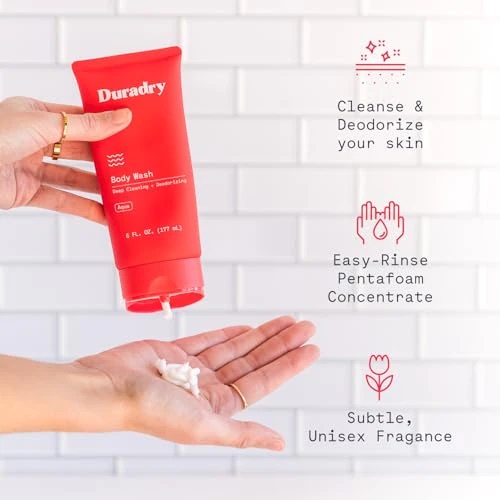 Duradry Deodorizing Body Wash for Women and Men- Hydrating Body Wash Soap for Odor, Deep Cleansing, Nourishes and Moisturizes Skin, Odor-Control Wash, Natural Ingredients - Aqua Fragrance, 6 Fl Oz - Image 2