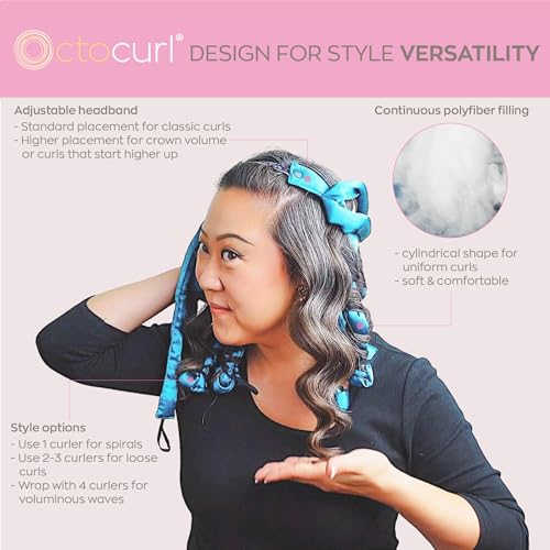 Octocurl Satin Hair Curlers - Heatless Curls Overnight - Headband Curlers for Extra Long Hair (Satin - Black) - Image 3