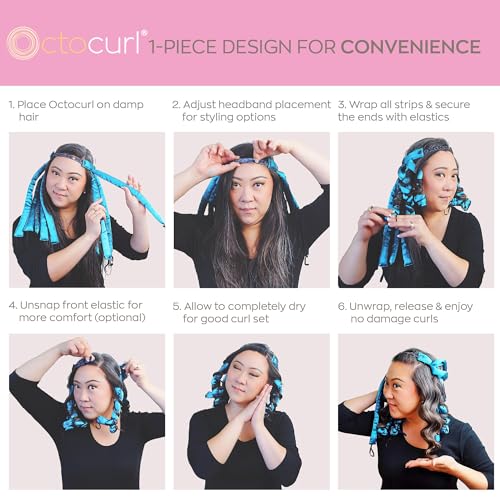 Octocurl Satin Hair Curlers - Heatless Curls Overnight - Headband Curlers for Extra Long Hair (Satin - Black) - Image 5