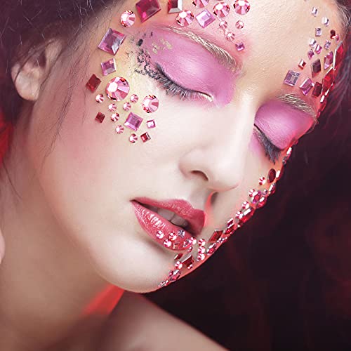 Bememo 3456 Pcs Crystals Diamond Rhinestones AB Clear Flat Back Round Gems Flatback Glass Mixed Size Crystals Gems for Crafts Clothes Shoes Makeup Bags Decor, 6 Sizes(Pink) - Image 2