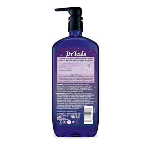 Dr Teal's Body Wash with Pure Epsom Salt, Sleep Blend with Melatonin, Lavender & Chamomile Essential Oils, 24 fl oz (Pack of 4) - Image 11