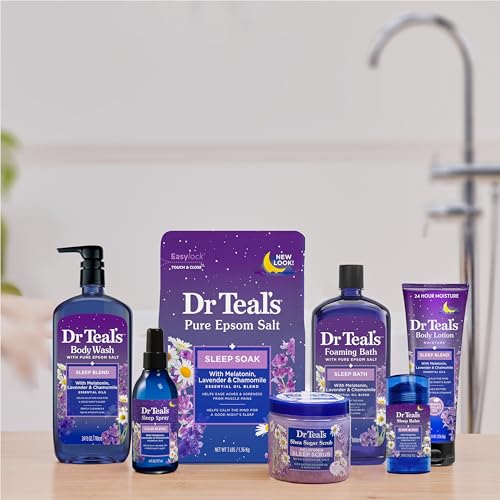 Dr Teal's Body Wash with Pure Epsom Salt, Sleep Blend with Melatonin, Lavender & Chamomile Essential Oils, 24 fl oz (Pack of 4) - Image 7