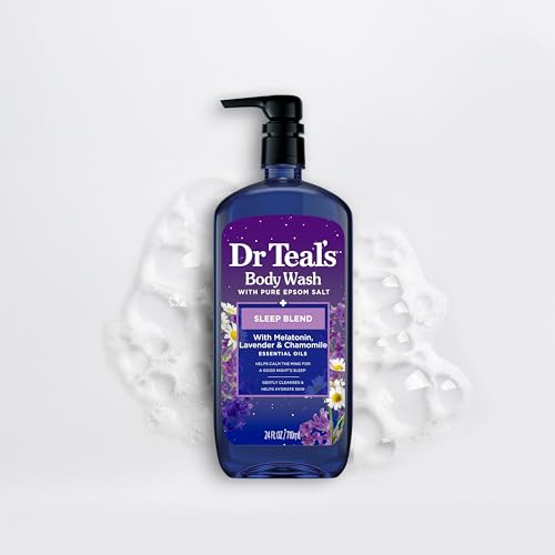Dr Teal's Body Wash with Pure Epsom Salt, Sleep Blend with Melatonin, Lavender & Chamomile Essential Oils, 24 fl oz (Pack of 4) - Image 8
