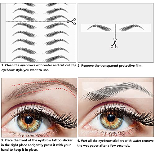 Maitys 12 Sheets 108 Pairs 4D Hair Like Waterproof Eyebrow Tattoos Stickers Temporary Transfer Brows Decal Peel off Fake Eyebrow Sticker Instant Authentic Brow Decal for Women(Vivid Style) - Image 2