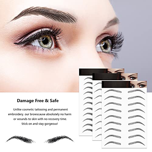 Maitys 12 Sheets 108 Pairs 4D Hair Like Waterproof Eyebrow Tattoos Stickers Temporary Transfer Brows Decal Peel off Fake Eyebrow Sticker Instant Authentic Brow Decal for Women(Vivid Style) - Image 3