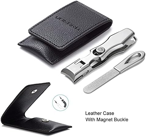 Nail Clippers for Men Thick Nails Laqrge Wide Jaw Opening Long Handle Heavy Duty Ultra Sharp Toe Nail Clippers No Splash Fingernail Clipper for Seniors,Adult, Women (Silver with File) - Image 3