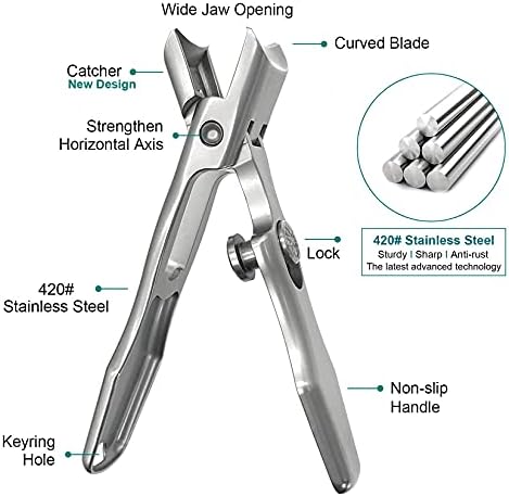 Nail Clippers for Men Thick Nails Laqrge Wide Jaw Opening Long Handle Heavy Duty Ultra Sharp Toe Nail Clippers No Splash Fingernail Clipper for Seniors,Adult, Women (Silver with File) - Image 4
