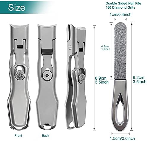 Nail Clippers for Men Thick Nails Laqrge Wide Jaw Opening Long Handle Heavy Duty Ultra Sharp Toe Nail Clippers No Splash Fingernail Clipper for Seniors,Adult, Women (Silver with File) - Image 7