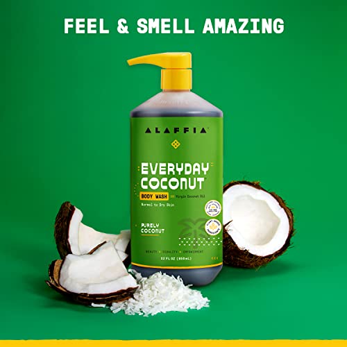 Alaffia Sensitive Skin Body Wash Pack, Everyday Coconut Body Wash for Men & Women, Natural Body Wash with Plant Based Ingredients, Coconut Oil, Coffee, Vitamin E, Purely Coconut (2 Pack-32 Fl Oz Ea) - Image 7