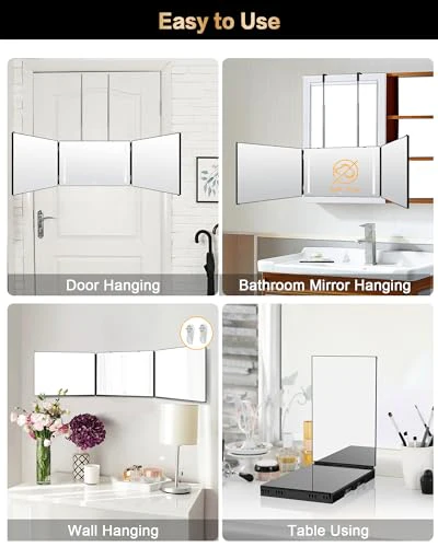 JUSRON 360 Viewing Angle Self Hair Cutting Mirror, Clear Anti-Fog HD Glass, USB Rechargeable, Easy to Use, Height Adjustable, Portable, Good Choice for Gifts - Image 7