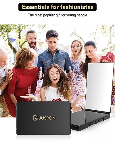 JUSRON 360 Viewing Angle Self Hair Cutting Mirror, Clear Anti-Fog HD Glass, USB Rechargeable, Easy to Use, Height Adjustable, Portable, Good Choice for Gifts - Image 8