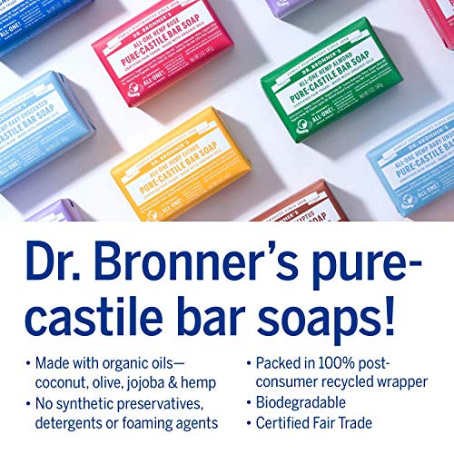 Dr. Bronner's - Pure-Castile Bar Soap (5 oz Variety Pack) Almond, Unscented, Lavender, Peppermint, Citrus, Rose, Tea Tree, & Eucalyptus - Made with Organic Oils, (8 Count) - Image 4