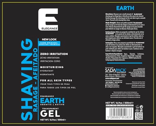 E Elegance Barber Accessories - Transparent Shaving Gel For Men Or Women, Aquatic/Acive Earth Fragrance - The Ultimate Shaving Solution For A Smooth, Irritation-Free Experience, 16,9 Oz - Image 2