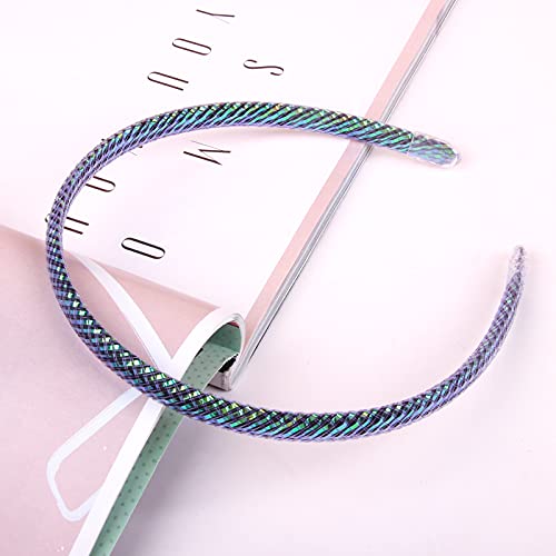 Candygirl Shiny Headbands for Girls Sparkle Headbands for Women 1 cm Satin Covered Plain Headbands Colorful Plastic Headbands (10pcs multicolored) - Image 6