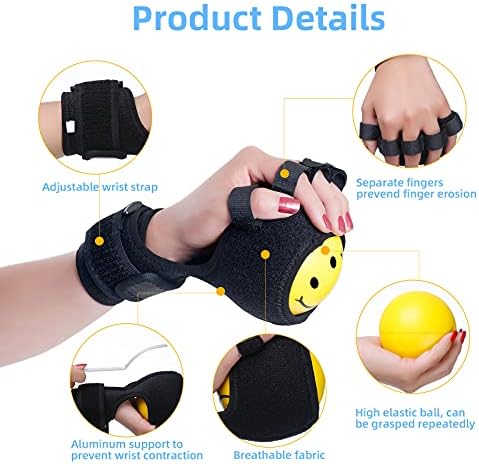 Anti-spasticity Ball Splint Hand Finger for Hand Stroke Hemiplegia Finger Recovery Spasm Dystonia Hemiplegia Finger Training Hand Functional Impairment for Children and Men and Women (Medium) - Image 5