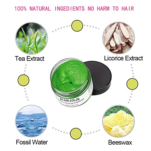 Temporary Hair Color Wax,Hair Color Spray Wax, Natural Hair Coloring Wax Material Disposable Hair Styling Clays Ash for Cosplay,Party,Masquerade, Halloween.etc (Blue White Green Pink, 1 Pack) - Image 8