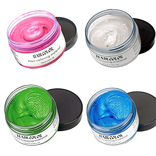 Temporary Hair Color Wax,Hair Color Spray Wax, Natural Hair Coloring Wax Material Disposable Hair Styling Clays Ash for Cosplay,Party,Masquerade, Halloween.etc (Blue White Green Pink, 1 Pack) - Image 9