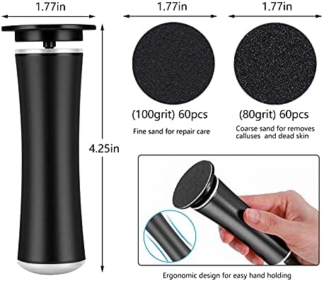Electric Foot File Callus Remover Professional Foot File Pedicure Tools Adjustable Speed 120pcs Replacement Sandpaper disc Easy to Remove Cutin Dead Skin calluses(Black 120pcs) - Image 5