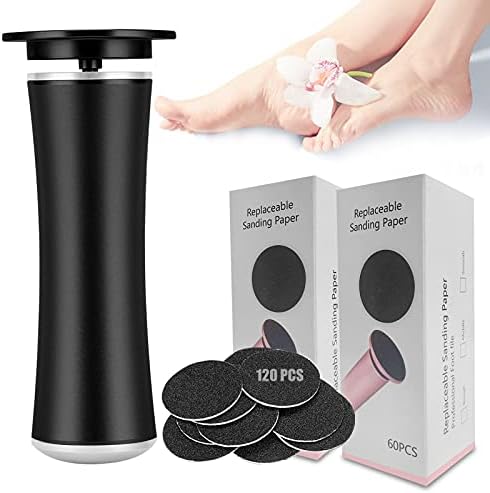 Electric Foot File Callus Remover Professional Foot File Pedicure Tools Adjustable Speed 120pcs Replacement Sandpaper disc Easy to Remove Cutin Dead Skin calluses(Black 120pcs) - Image 7