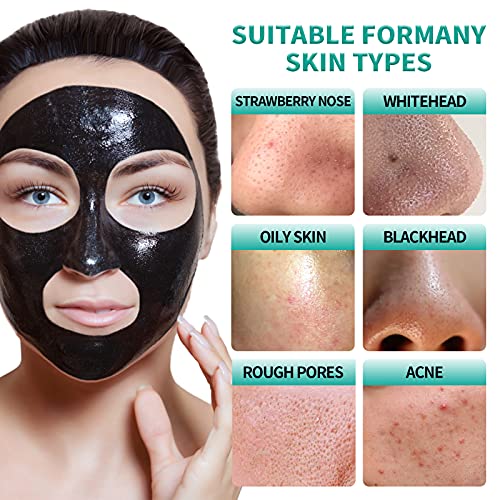 Peel Off Face Mask Blackhead Whiteheads Remover Masks Activated Charcoal Black Mask Purifying Peeling Facial Mask for Nose Pores Removal Reducing Cleansing Acne with Brush and Pimple Extractor Tools - Image 3