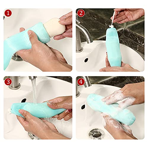 Exfoliating Mesh Soap Pouch Mesh Soap Saver Bag Bubble Foam Net for Body Facial Cleaning Tool, Random Colors (20 Pieces) - Image 3