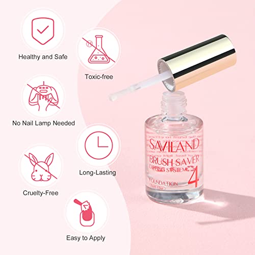 SAVILAND Dip Powder Liquid Set 15 ml/0.5 oz,10 Pcs Nail Dip Liquid Set with Base/Top Coat, Activator Brush Saver Acrylic Gel Dip Nail File Dip Nail Liquid Set No Curing Needed DIY Home Salon Quality - Image 6