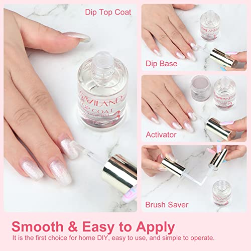 SAVILAND Dip Powder Liquid Set 15 ml/0.5 oz,10 Pcs Nail Dip Liquid Set with Base/Top Coat, Activator Brush Saver Acrylic Gel Dip Nail File Dip Nail Liquid Set No Curing Needed DIY Home Salon Quality - Image 7