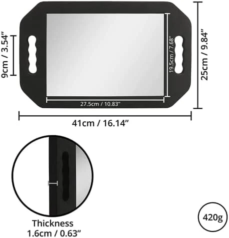Handle Mirror – Large Hand Mirror with Double Handle - Rectangular Hand Held Mirror with Handle - Lightweight Hair Salon Equipment Hairstylist and Barber Accessories (1Pcs Rectangle) - Image 6