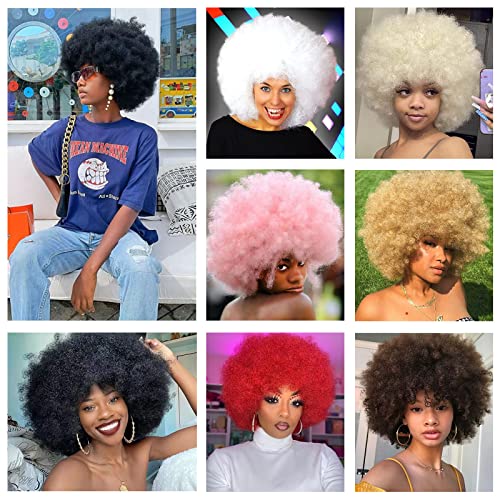 G&T Wig 70s Afro Green Wigs for Women Glueless Wear and Go Wig Costume Cosplay Disco Funny Wigs Heat Resistant Bouncy Wigs Short Afro Kinky Curly Wigs for St. Patrick's Day Party(Green) - Image 6