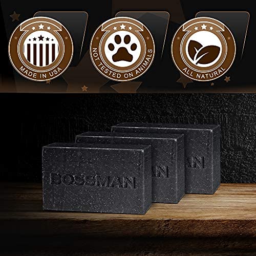 6 Pack Bossman Mens Bar Soap 4-in-1 All Natural Organic Beard Wash, Shampoo, Body Wash, Shaving and Bath Soap - Essential Beard Care, Scent- Eucalyptus and Tea Tree - Image 6