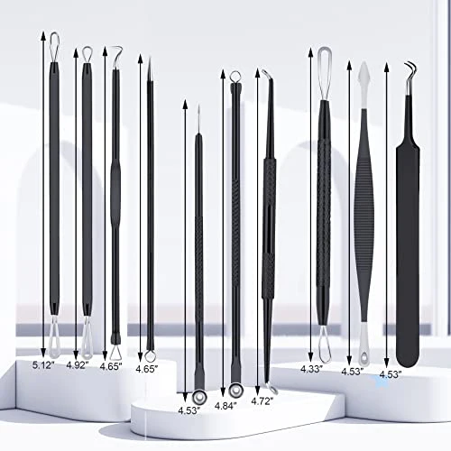 MENOLY Pimple Popper Tool Kit 10 Pcs Blackhead Remover Tool Zit Popper for Blemish, Pimple Comedone Extractor Acne Tool for Blackheads, Acnes, Whiteheads Nose Face Tools with Leather Bag - Image 6