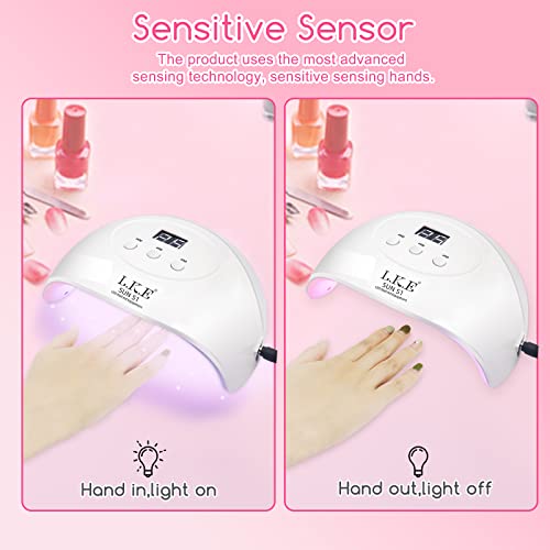 Wisdompark UV Light for Nails,UV LED Nail Lamp, Nail Dryer Professional Nail UV Light for Gel Polish with Adapter Gel Nails 3 Timers - Image 4