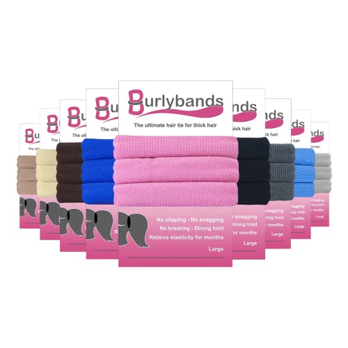 Large Hair Ties for Thick, Heavy or Curly Hair - Non-Slip, Non-Damage, Seamless Women's Ponytail Scrunchies - Pink 3 Pcs