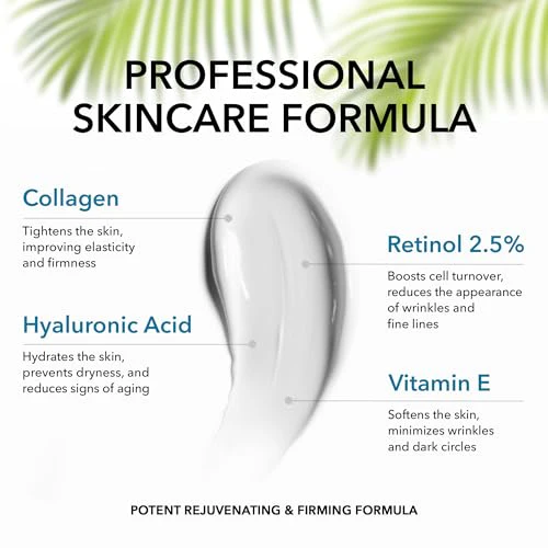 Collagen Cream for Face with Retinol & Hyaluronic Acid - Face Moisturizer for Women & Men - Skin Tightening Firming Cream - Anti Aging Face Wrinkle Cream, Day & Night Moisturizing Facial Cream - 1.7oz - Image 3