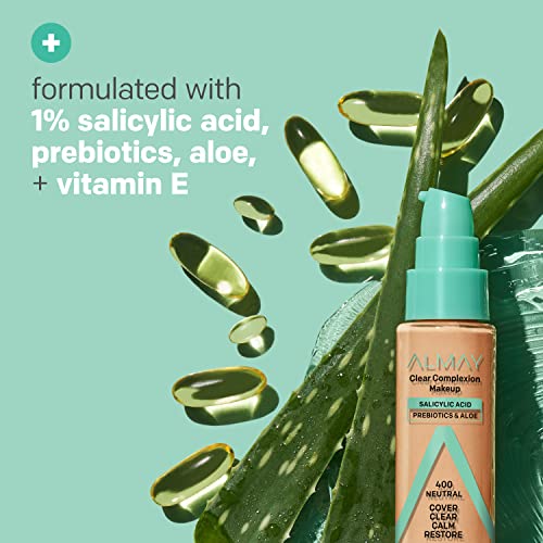 Almay Clear Complexion Acne Foundation Makeup with Salicylic Acid - Lightweight, Medium Coverage, Hypoallergenic, -Fragrance Free, for Sensitive Skin , 200 Buff, 1 fl oz. - Image 3