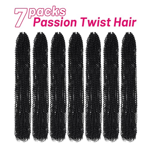 Dorsanee Passion Twist Hair 30 Inch 7 Packs Water Wave Crochet Hair Long Bohemian Curly Braiding Hair for Butterfly Locs, Faux Locs, Boho Style Spring Twist Crochet Braids (1B#) - Image 2