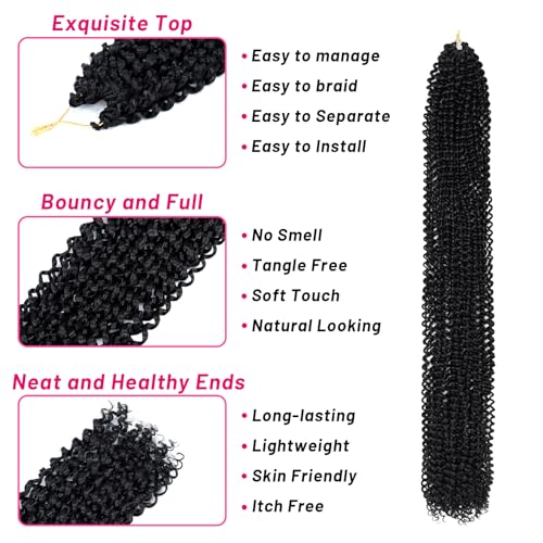 Dorsanee Passion Twist Hair 30 Inch 7 Packs Water Wave Crochet Hair Long Bohemian Curly Braiding Hair for Butterfly Locs, Faux Locs, Boho Style Spring Twist Crochet Braids (1B#) - Image 5