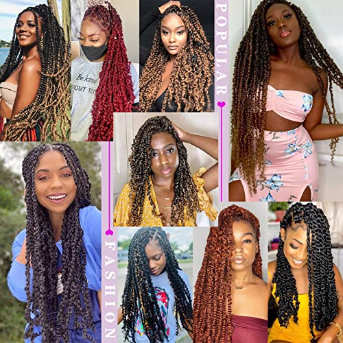 Dorsanee Passion Twist Hair 30 Inch 7 Packs Water Wave Crochet Hair Long Bohemian Curly Braiding Hair for Butterfly Locs, Faux Locs, Boho Style Spring Twist Crochet Braids (1B#) - Image 6