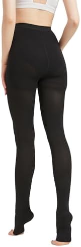 MGANG Medical Compression Pantyhose for Women & Men, 20-30mmHg Graduated Compression Support Tights, Open Toe, Opaque Waist High Compression Stockings for Edema, Varicose Veins, Flight, DVT, Black XL - Image 8