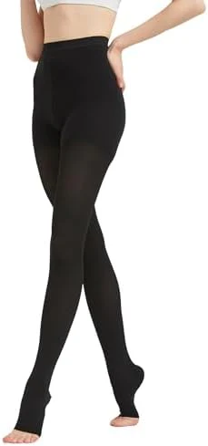 MGANG Medical Compression Pantyhose for Women & Men, 20-30mmHg Graduated Compression Support Tights, Open Toe, Opaque Waist High Compression Stockings for Edema, Varicose Veins, Flight, DVT, Black XL - Image 9