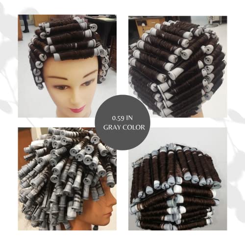 Perm Rods,60 pcs Hair Rollers for Natural Hair Long Short Hair Styling Tool Hair Curlers Small Size 0.59 inch Gray Color - Image 3