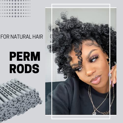 Perm Rods,60 pcs Hair Rollers for Natural Hair Long Short Hair Styling Tool Hair Curlers Small Size 0.59 inch Gray Color - Image 5