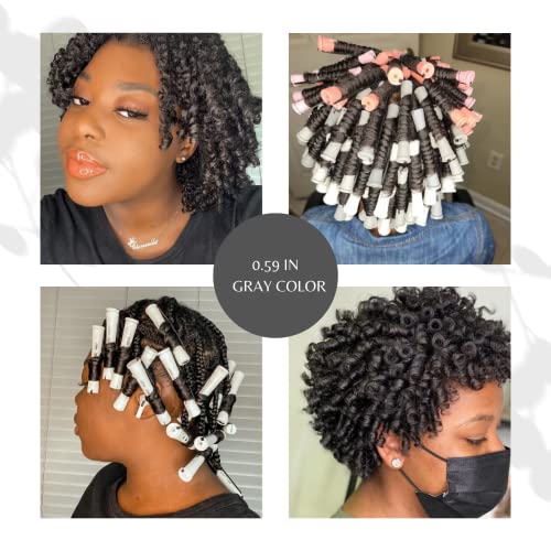 Perm Rods,60 pcs Hair Rollers for Natural Hair Long Short Hair Styling Tool Hair Curlers Small Size 0.59 inch Gray Color - Image 8
