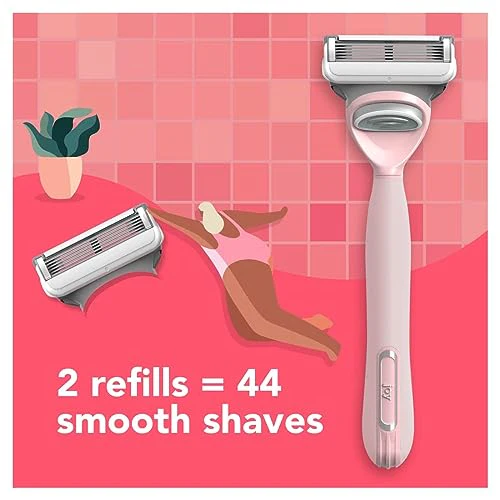 joy Razors for Women, 1 Handle, 8 Razor Blade Refills, Pink, Lubrastrip to Help Avoid Skin Irritation - Image 4