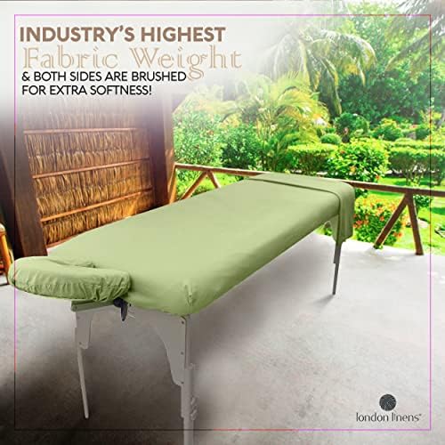 LONDON LINENS Soft Microfiber 3-Piece Massage Table Sheets - Super Lightweight, Stain and Wrinkle Resistant - Includes Table Cover, Fitted Sheet, and Face Rest Cover (Sage Green) - Image 2